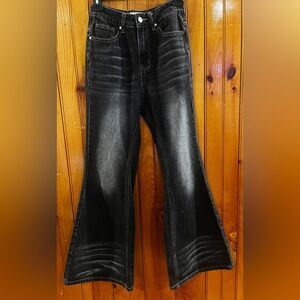 Terra Incognita Denim Black Washed Flared Bell Bottoms Unisex Size Xs